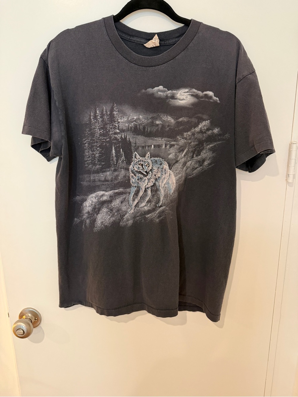 Men's Vintage Black Graphic Wolf T-Shirt
